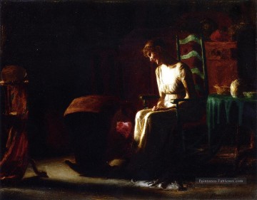 Femme dans une chaise berçante naturaliste Thomas Pollock Anshutz Peinture à l'huile